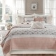 preview thumbnail 10 of 30, Madison Park Vanessa 6 Piece Cotton Percale Quilt Set with Throw Pillows Blush - Full - Queen