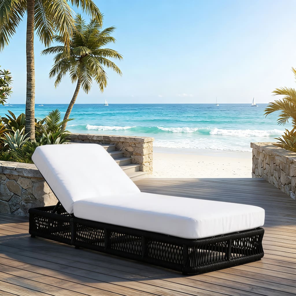 Adjustable Backrest Outdoor Chaise Lounge Chair Patio Pool Lounger