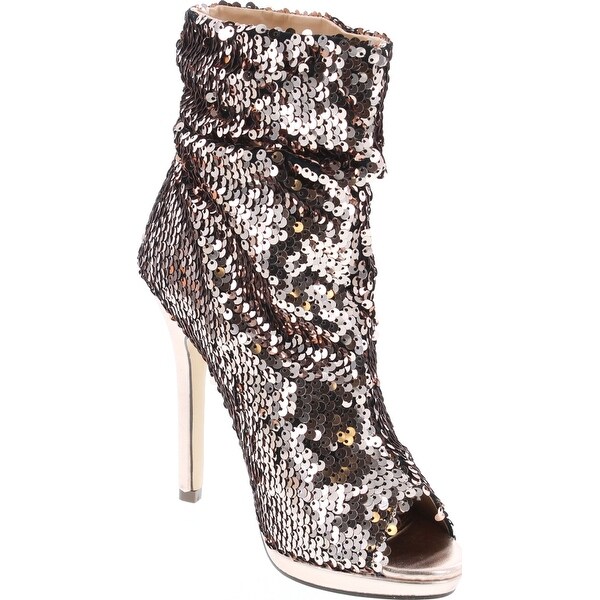 sequin peep toe heels
