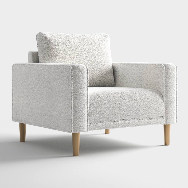 Furniture of America Isidora Contemporary Boucle Sofa Set with Back Pillows and Wooden Legs, 2-Piece or 3-Piece Options