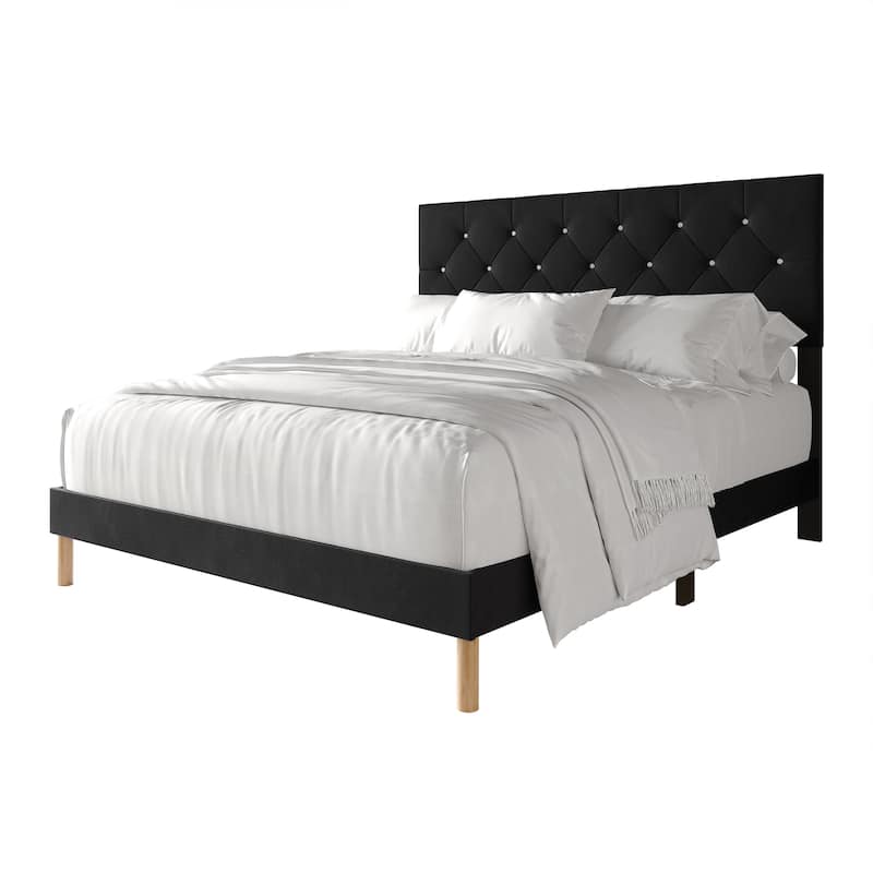 CraftPorch Elegant Velvet Upholstered Bed