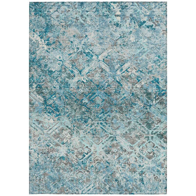 HomeRoots Geometric Transitional Rectangle Outdoor Rug