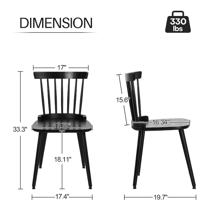 Farmhouse Windsor Dining Chairs with Spindle Back - 33.3"H x 17.4"W x 19.7"D