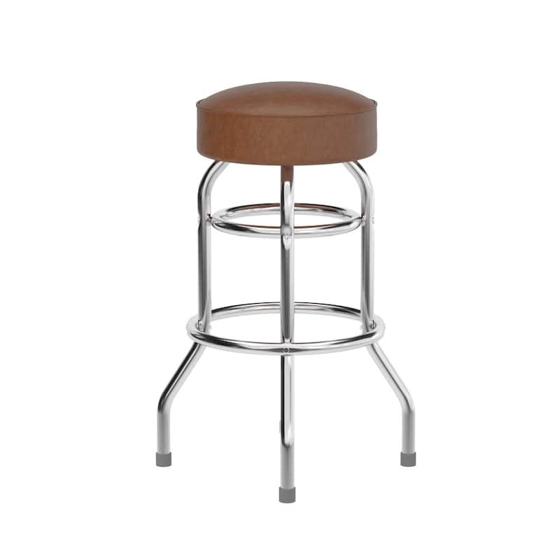 Double Ring Chrome Barstool - 20.5"D x 20.5"W x 30.25"H