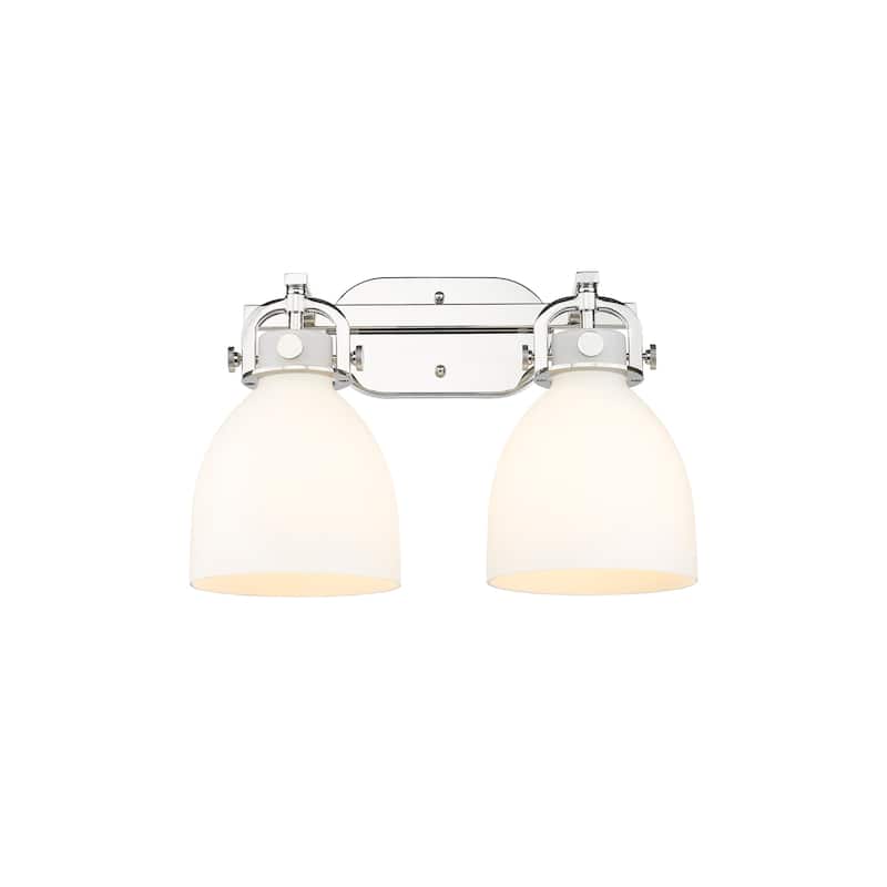 Innovations Lighting 410-2W-12-17 Newton Bell Vanity Newton Bell 2 - Polished Nickel / Matte White
