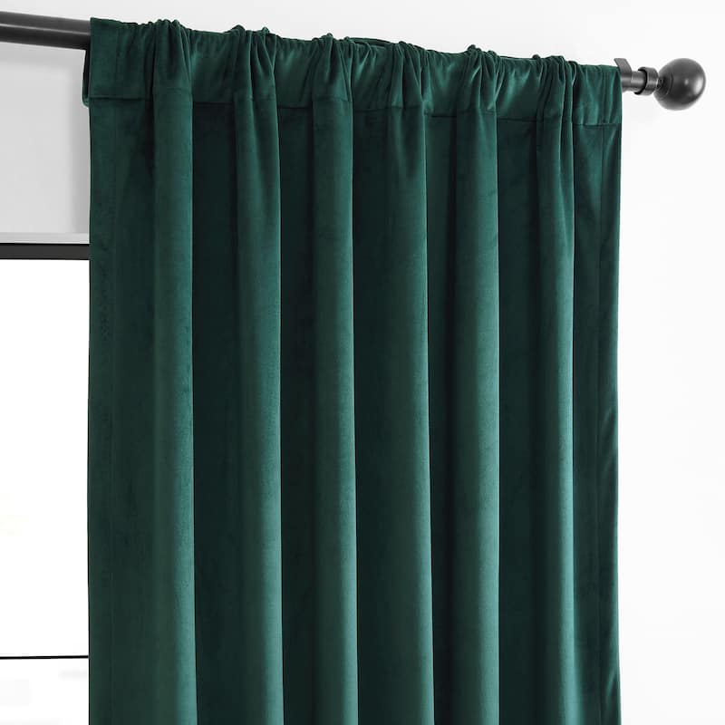 Exclusive Fabrics Basic Deluxe Velvet Room Darkening Curtain Pair - 2 Panels Window Curtains