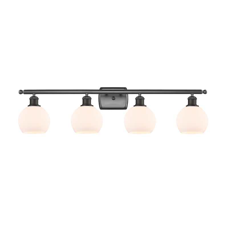 Innovations Lighting Athens - 4 Light 36" Bath Vanity Light - 6" Shade - Oil Rubbed Bronze Finish/Matte White