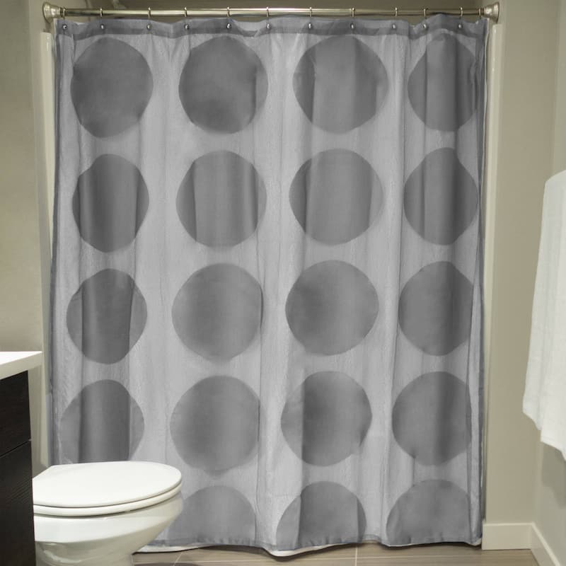 Grey Circle Lace Shower Curtain