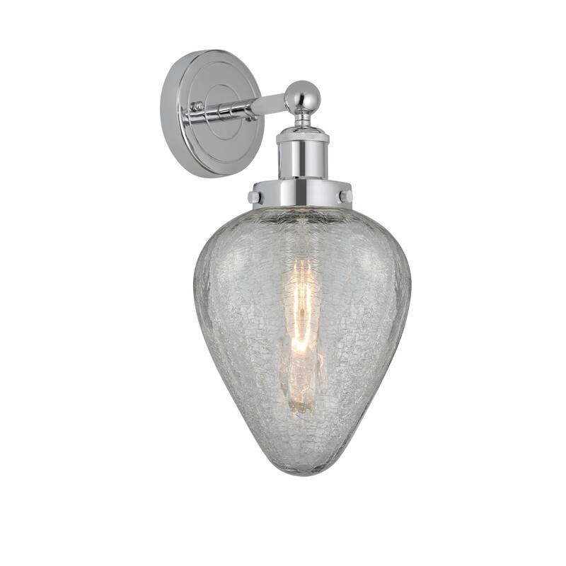 Innovations Lighting 616-1W-12-6 Geneseo Sconce Geneseo 12" Tall Wall - Polished Chrome / Clear Crackle