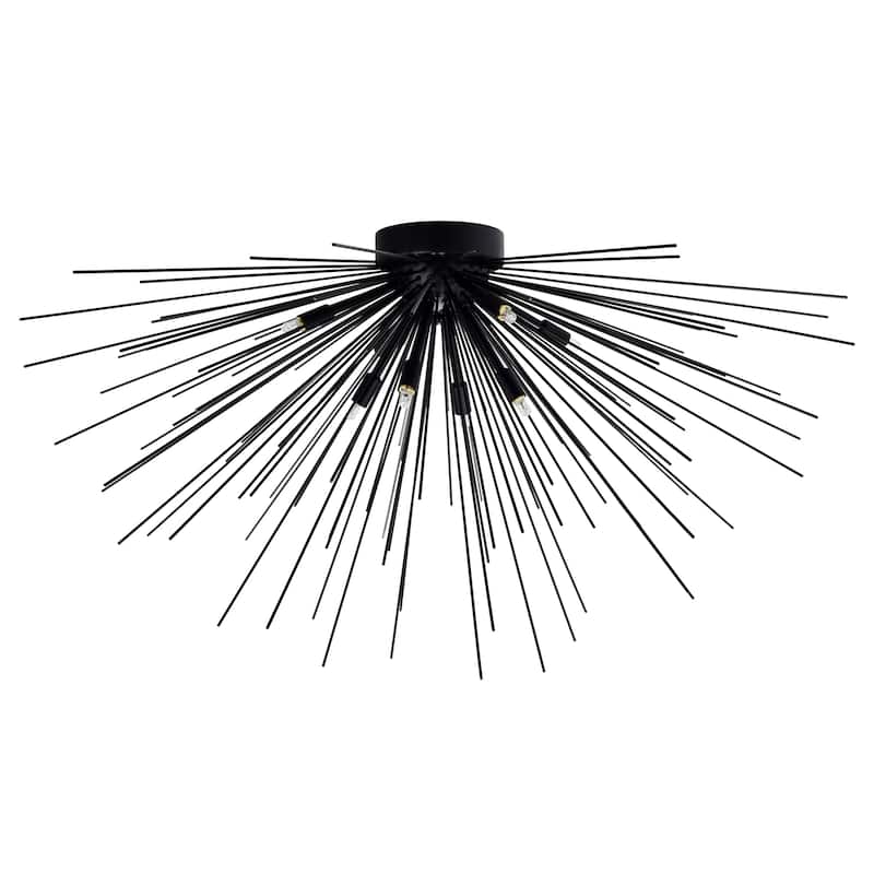 Savannah 8 Light Flush Mount With Black Finish