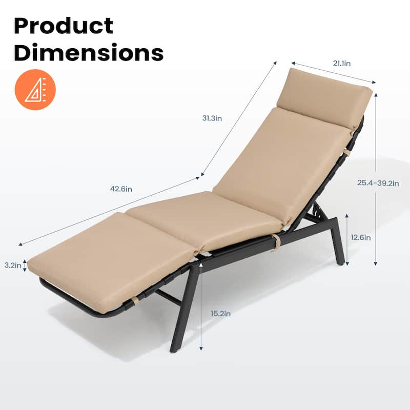 Patio Chaise Lounge Chair Adjustable Outdoor Recliners with Cushion