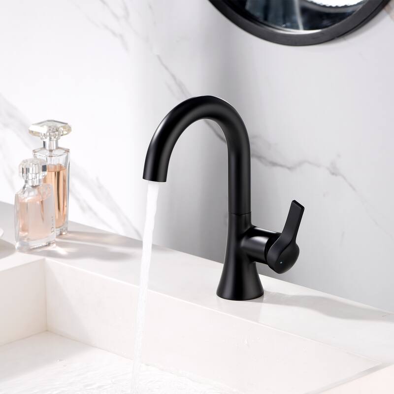 Luxier BSH11-S Single Handle Single Hole Bathroom Faucet with Drain