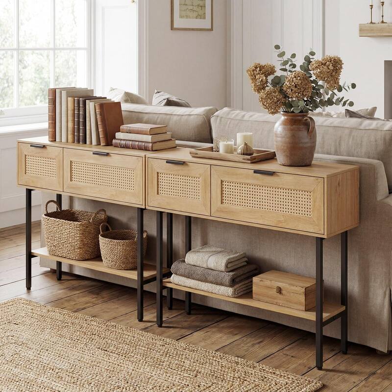 Gymax 40'' Freestanding Entryway Table w/Flip Doors & Open Storage