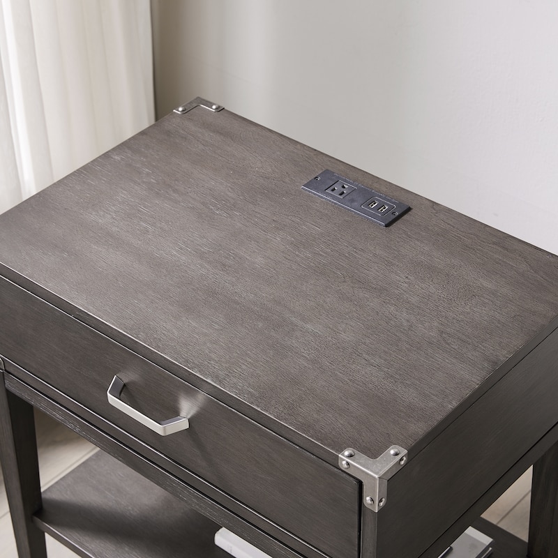 Leick Home 24022 Beckett One Drawer Nightstand Side Table