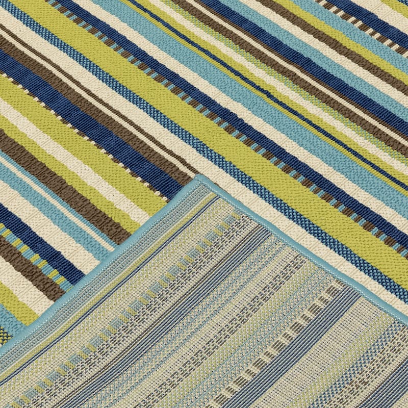 Vista Home Catalina Vertical Multi-Stripe Indoor/Outdoor Rug--