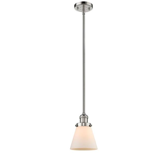 Innovations Lighting Small Cone Single Light 6" Wide Mini Pendant with - Polished Nickel / Matte White Cased