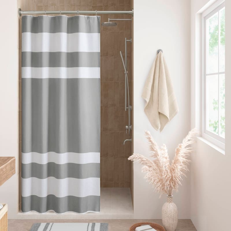 Madison Park Spa Waffle Shower Curtain with 3M Treatment - 54x78" - Grey