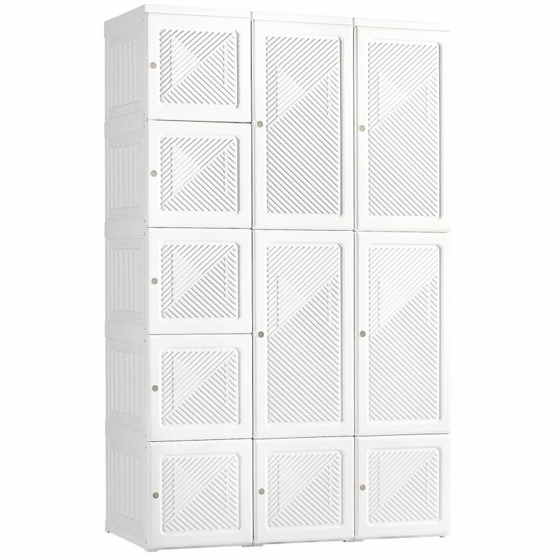 Portable Wardrobe Closet - Folding Bedroom Armoire with 11 Cube Compartments