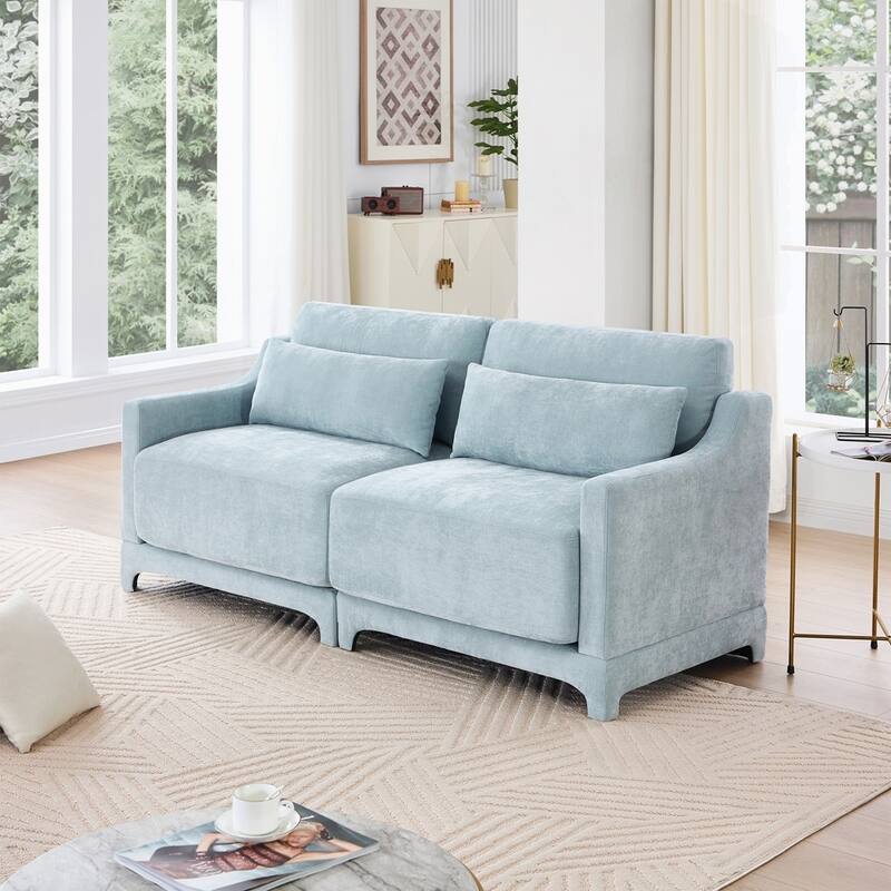 Chenille Fabric sofa - Sky Blue - 2 Seat