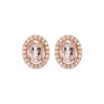Genuine Diamond and Morganite Stud Earring