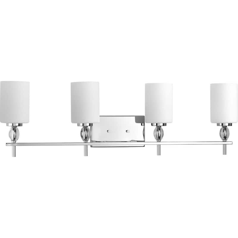 Status Collection Four-Light Polished Chrome Etched Linen Glass Coastal Bath Vanity Light - 10.125" x 33.875" x 5.75" - 10.125" x 33.875" x 5.75"