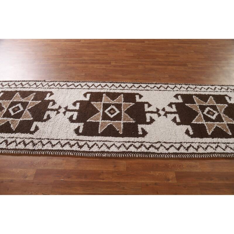 Anatolian Beige Turkish Runner Rug Handmade Wool Carpet - 3'2"x 10'9"