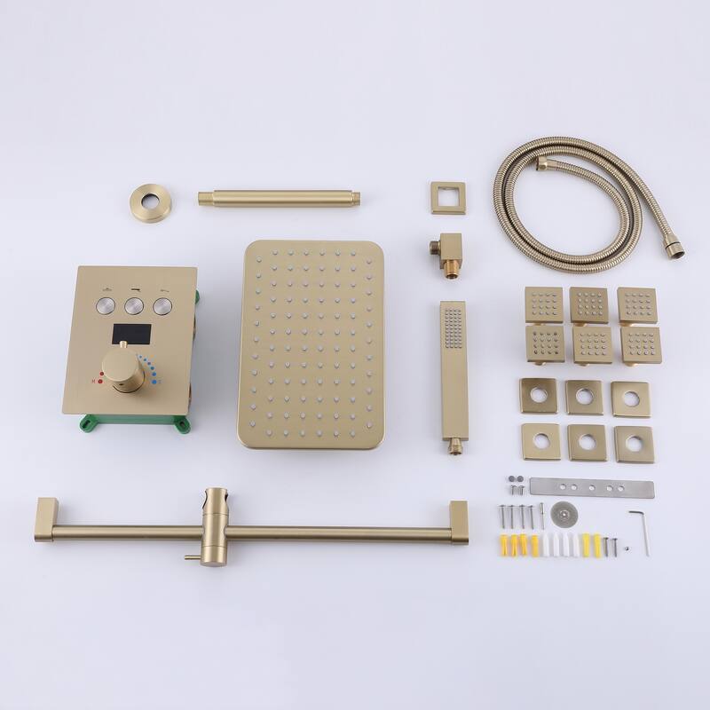 Thermostatic Double-Handle 3-Spray Shower System With High Pressure 6-Jet (Valve Included)