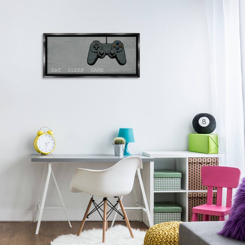Stupell Eat Sleep Game Hobby Framed Floater Canvas Wall Art Design By Kim Allen