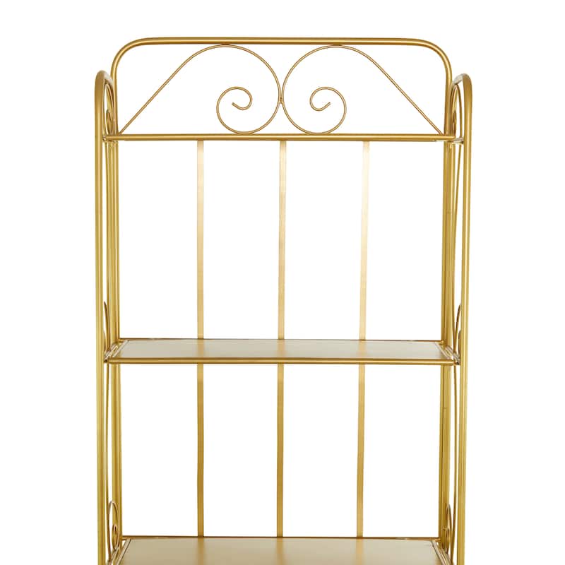 Metal Indoor Outdoor Tall Folding 5 Shelves Scroll Bakers Rack