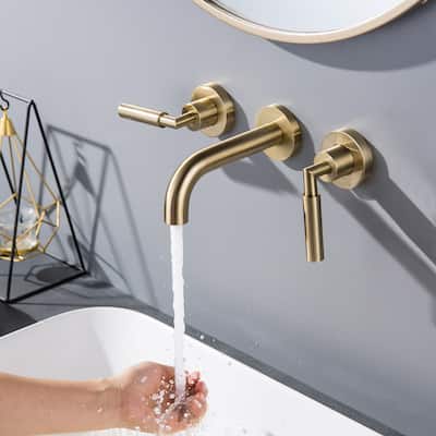 Double Handle Into the Wall Bathroom Faucet