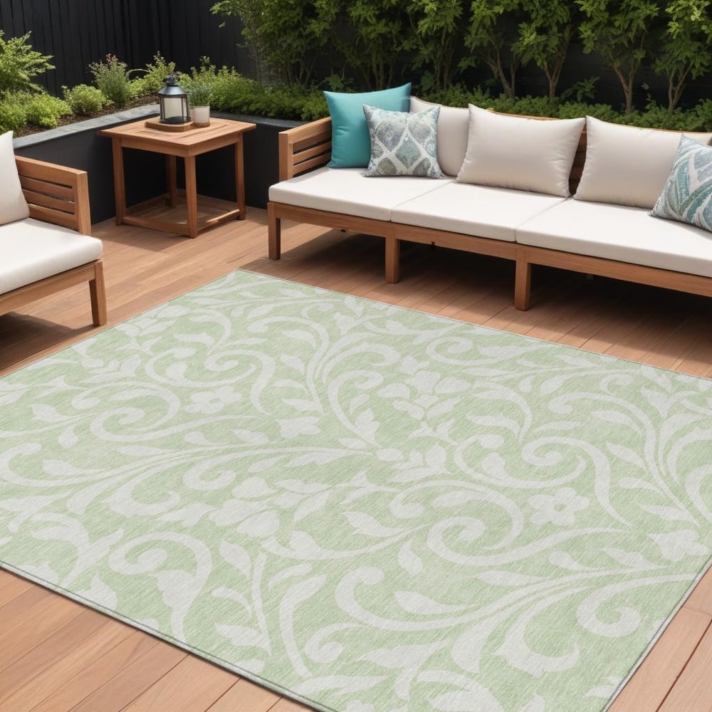 HomeRoots Floral Transitional Rectangle Outdoor Rug