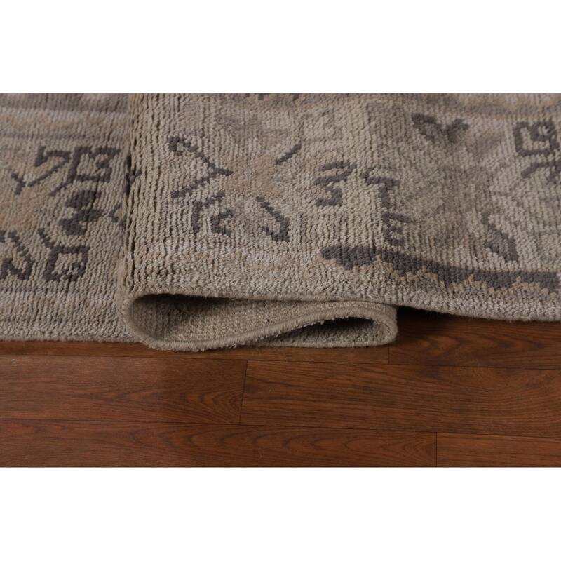 Heriz Serapi Indian Area Rug Handmade Beige Wool Carpet - 8'9" x 11'10"