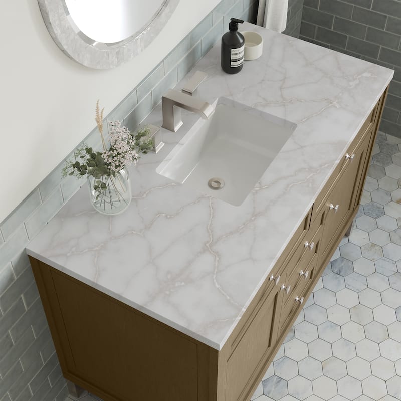 Chicago 48" Single Vanity, Walnut Whisper - Victorian Silver