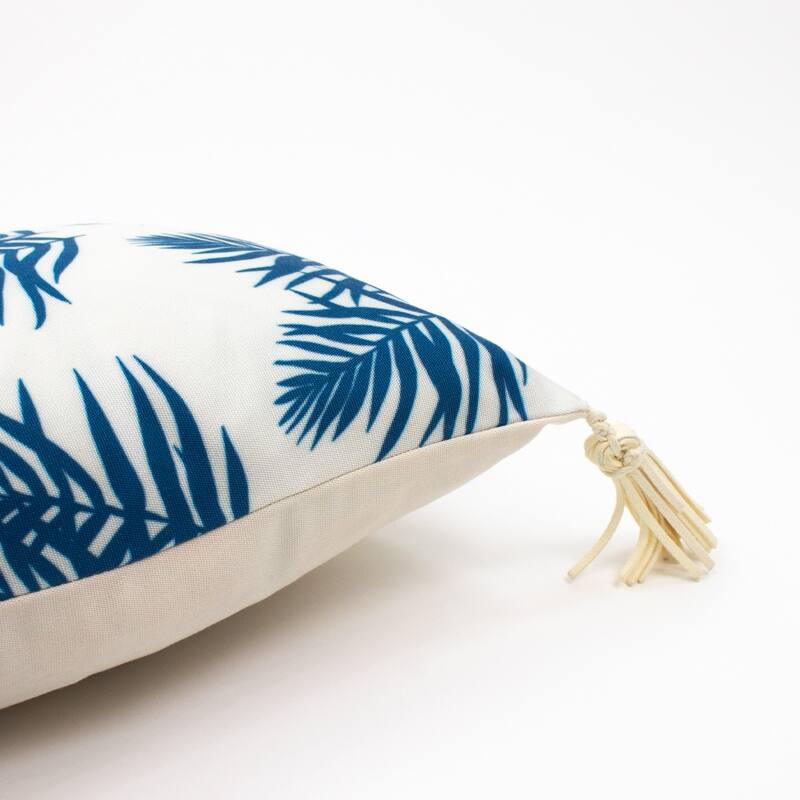 Jiti Outdoor Modern Minimal Waterproof Sunbrella Custom Design Double Palm Patterned Decorative Accent Rectangle Lumbar Pillows