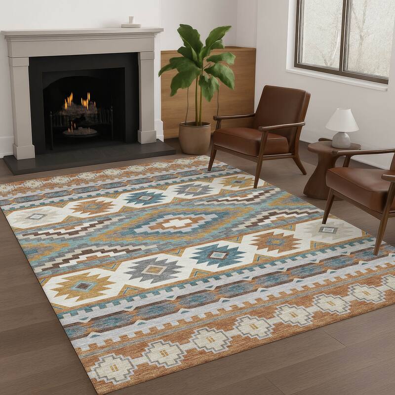 Machine Washable Indoor/ Outdoor Modern Ottawa Chantille Rug