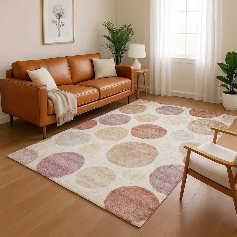 Premium Washable Super Soft Modern Bubbles Mayfield Rug - Salmon - 5' x 7'6"