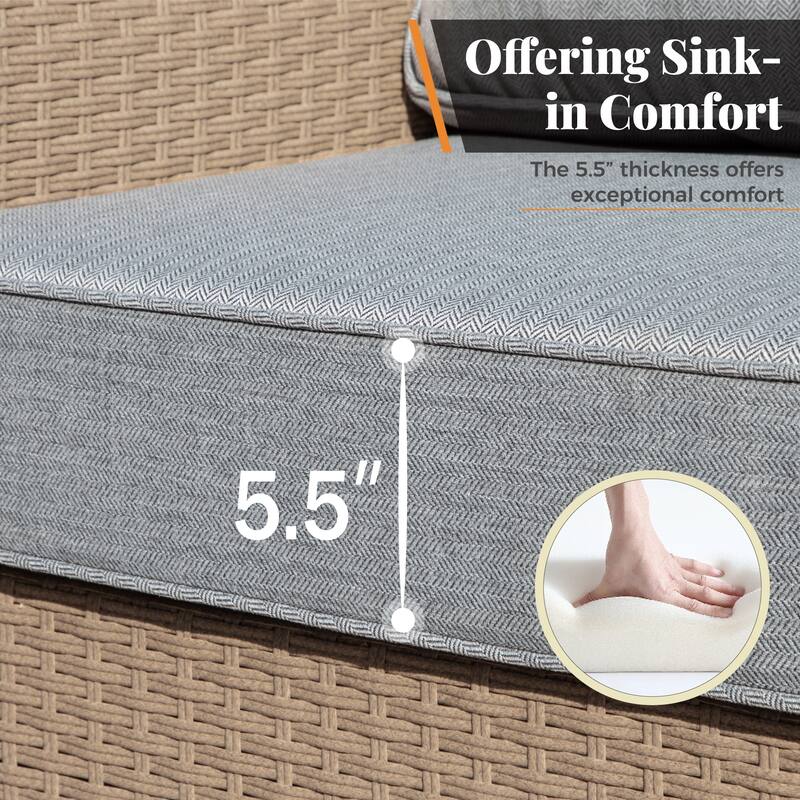 MAISON ARTS Luxury Wicker Patio Conversation Sofa Set with Curved Armrests with Cushions