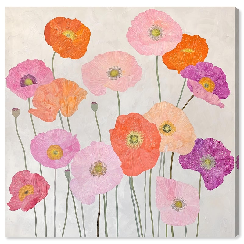 Sunset Poppy Chorus I Canvas by Art Remedy, Gallery Wrapped - 20" x 20"