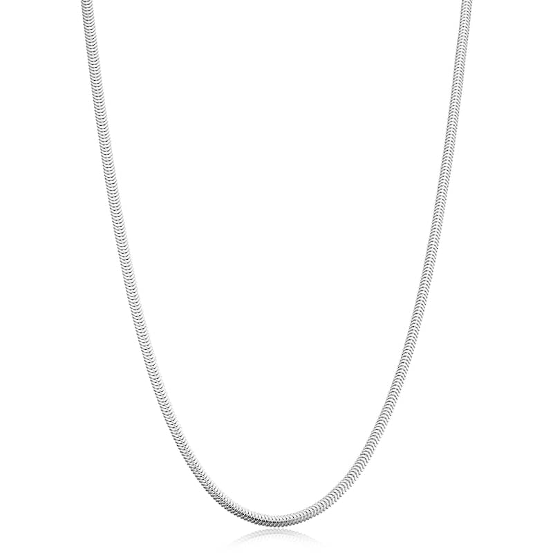 Sterling Silver 2.7 millimeter Bombe Snake Chain Necklace for Women - Made in Italy