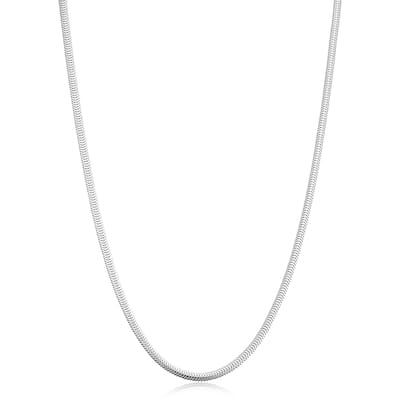 Sterling Silver 2.7 millimeter Bombe Snake Chain Necklace for Women - Made in Italy