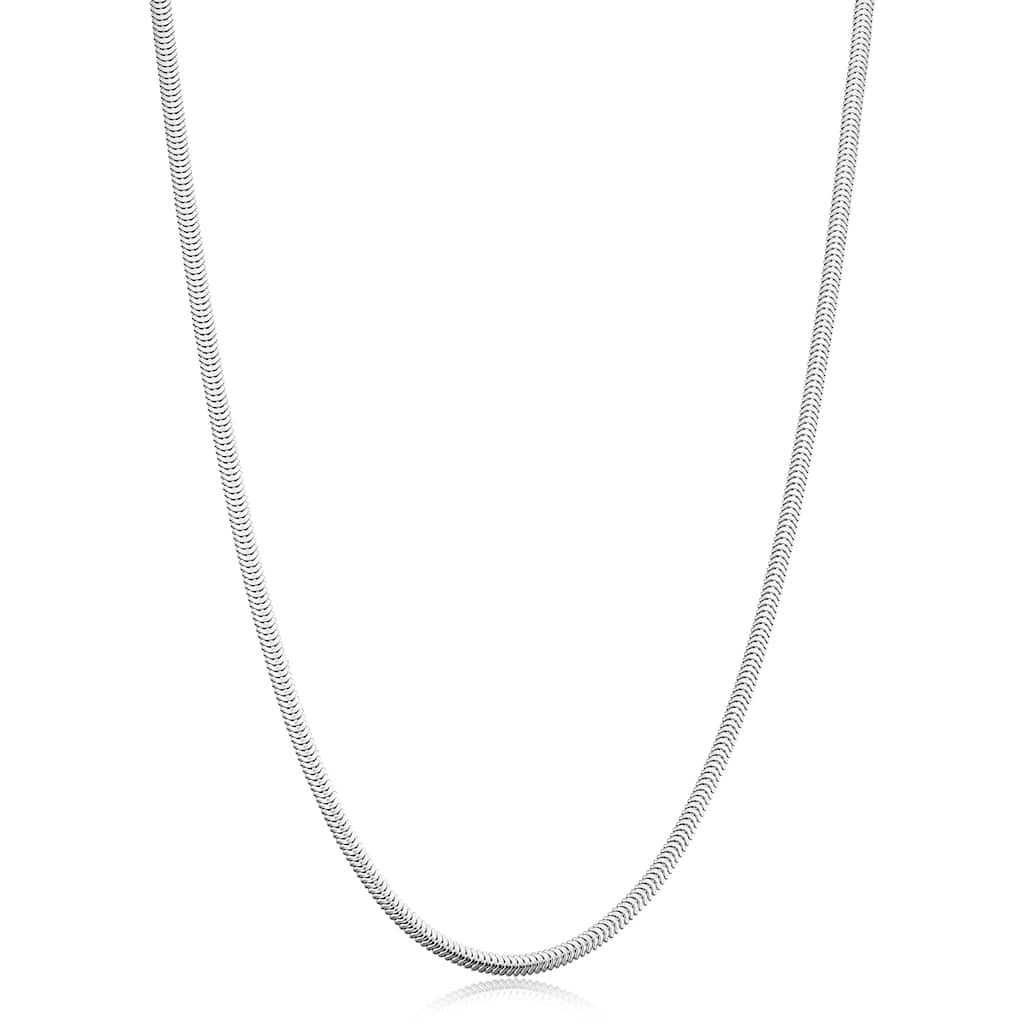 Sterling Silver 2.7 millimeter Bombe Snake Chain Necklace for Women - Made in Italy