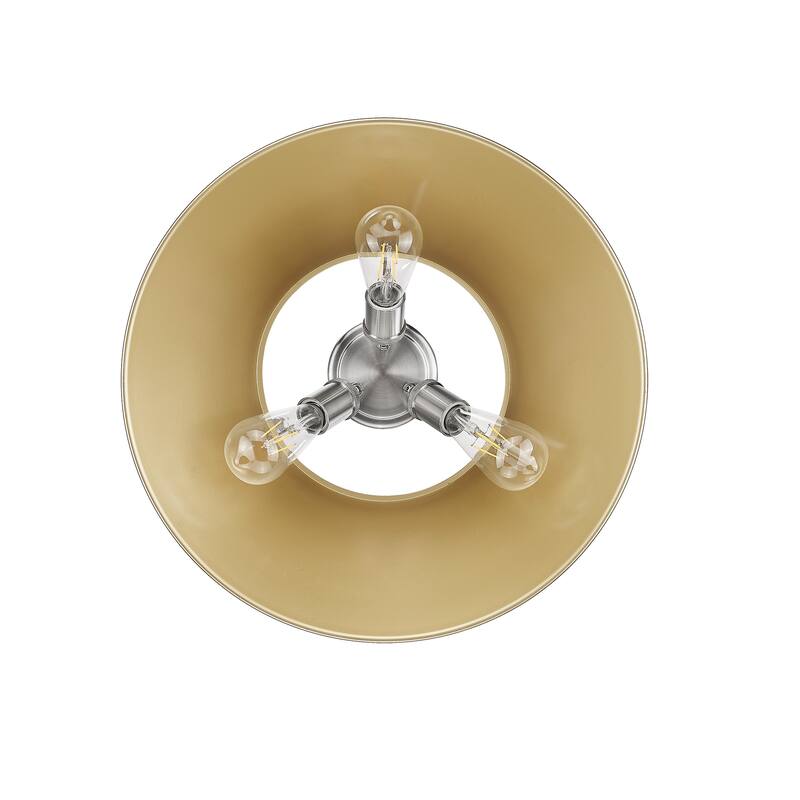 Yep by Golden Lighting Orwell 3-light Flush Mount in Pewter and Brushed Champagne Brass shade - Silver