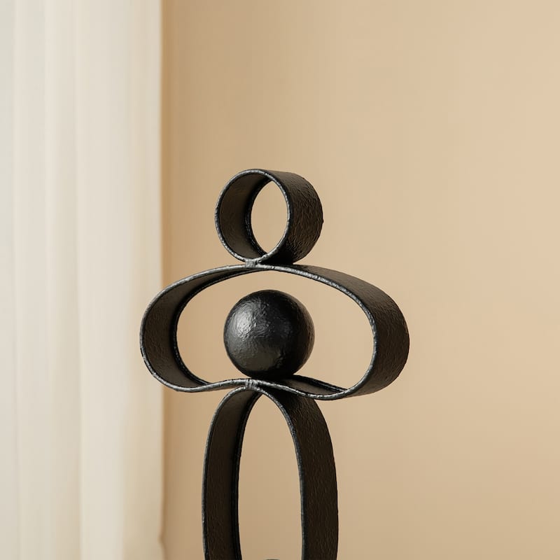 Glitzhome 25.50"H Modern Abstract Black White Metal Sculpture Table Decor