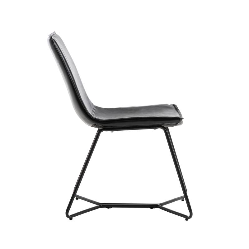 Porthos Home Bruna Dining Chairs Set of 2, PU Leather, Cross Sled Legs
