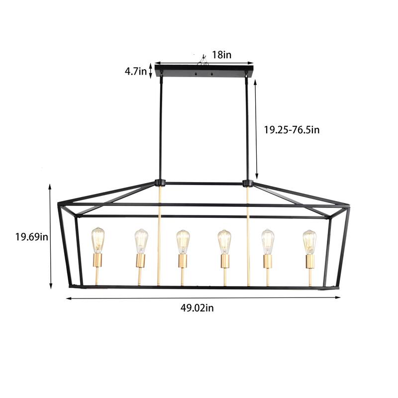 6 lights Uplight ETL Geometric Incandescent Pendant Light