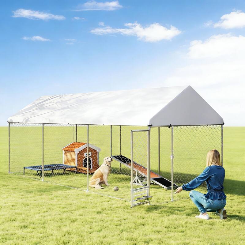 Outdoor Dog Kennel, 19.7' x 7.5' x 7.5'