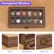 preview thumbnail 4 of 4, Multipurpose Watch Box 12 Slots with Clear Top Wood Watch Display Case - Wooden Brown