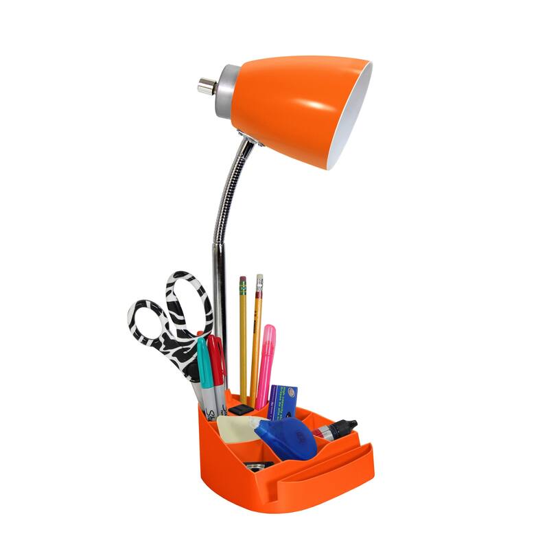 18.5 in. Chrome Finish Table Lamp with Orange Shade, Desk Lamp for Writing and Computer Desks