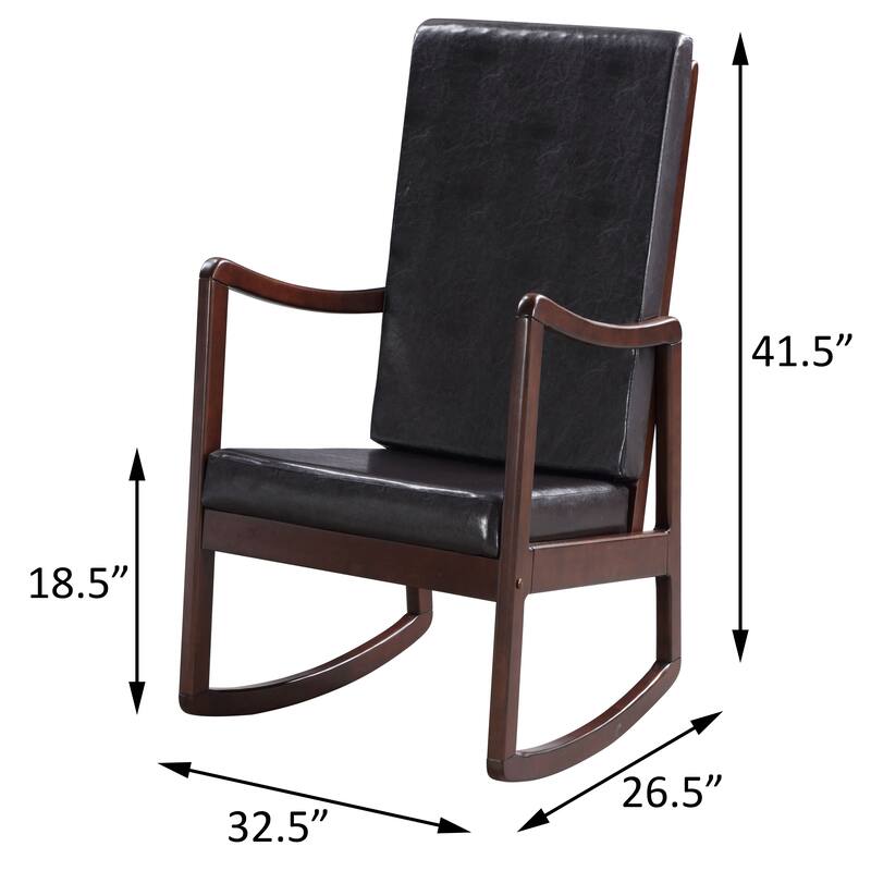 Dark Brown and Espresso Rocking Chair with Armrest Constructed of solid hardwood,Beautifully designed with wide seat