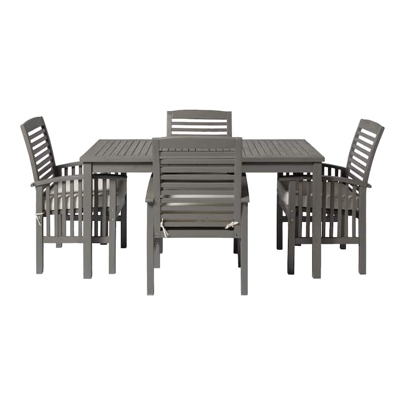 Walker Edison Surfside 5-piece Acacia Wood Outdoor Dining Set - 60 x 34 x 30h